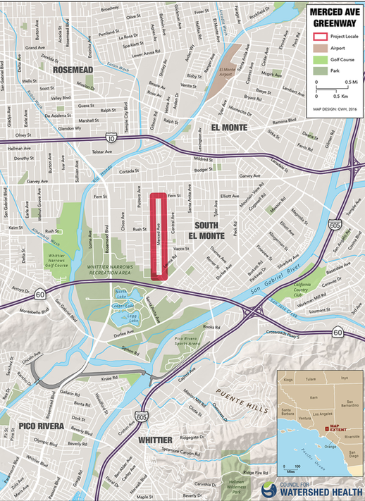 Project Map for the Merced Avenue Greenway Project.